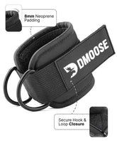 DMoose Fitness Ankle Straps for Cable Machines - One Size Fit with Premium Padding, Glute Kickback Ankle Strap for Women & Men, Cable Attachments for Gym, Booty Workouts, Leg Extension & Hip Abductors